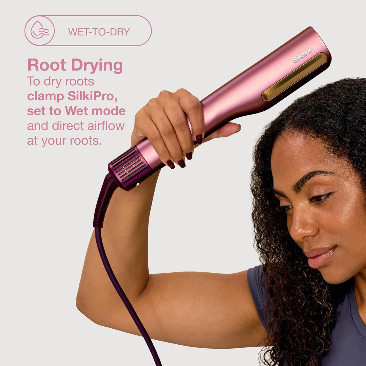 Shark SilkiPro Hair Straightener & Dryer with Storage Case - Rose Petal