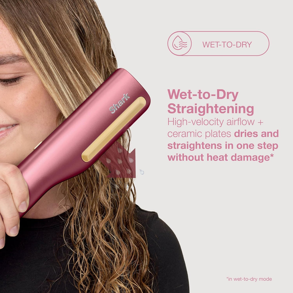 Shark SilkiPro Hair Straightener & Dryer with Storage Case - Rose Petal