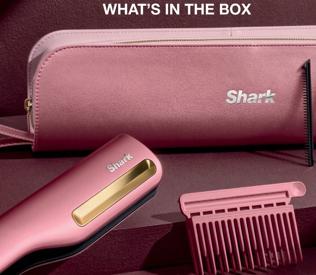 Shark SilkiPro Hair Straightener & Dryer with Storage Case - Rose Petal