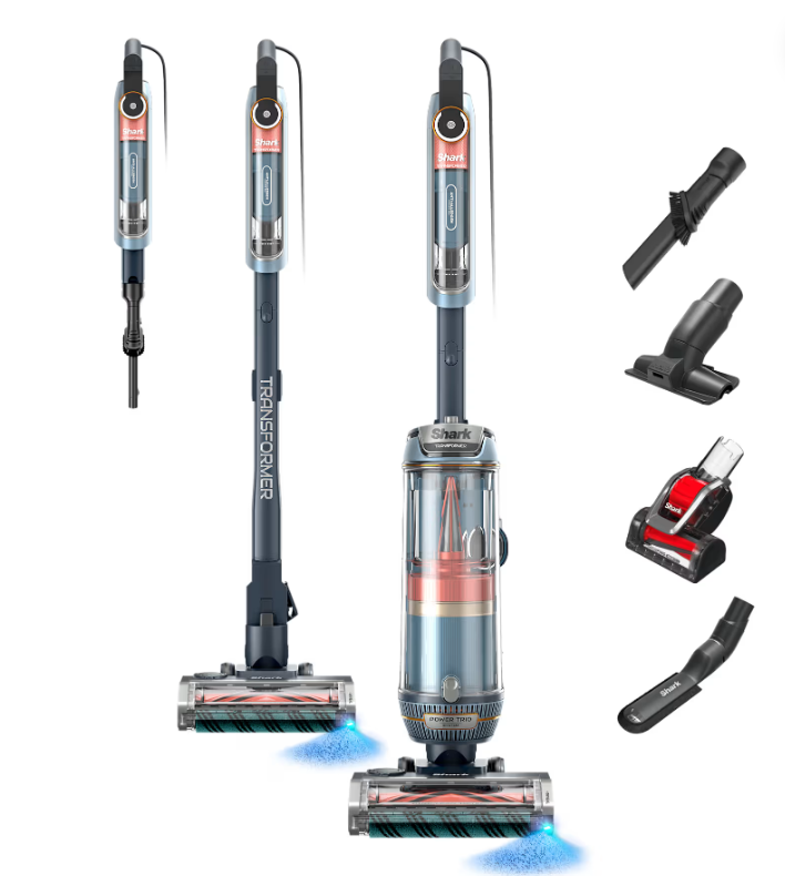 Shark PowerDetect Transformer PowerTrio System Upright Vacuum with Detect and Reveal – Chimera Blue