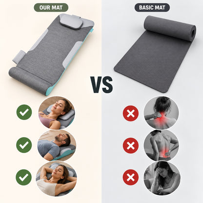 Our air compression mat with its pillow compared with a basic foam mat